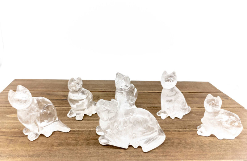 Clear Quartz Cat Statues