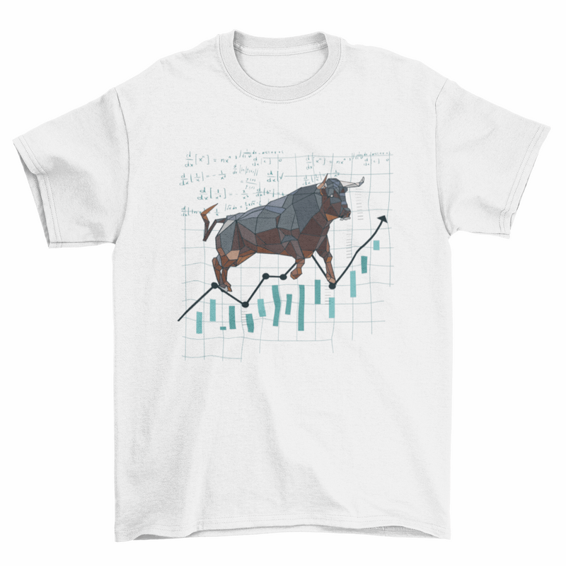 Awesome Polygonal portrait of a bull going up t-shirt