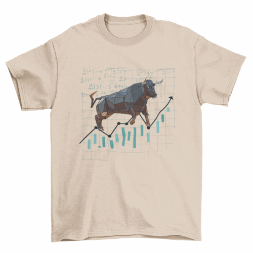 Awesome Polygonal portrait of a bull going up t-shirt