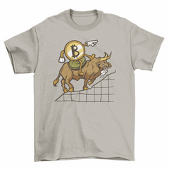 Bitcoin cartoon riding bull t-shirt