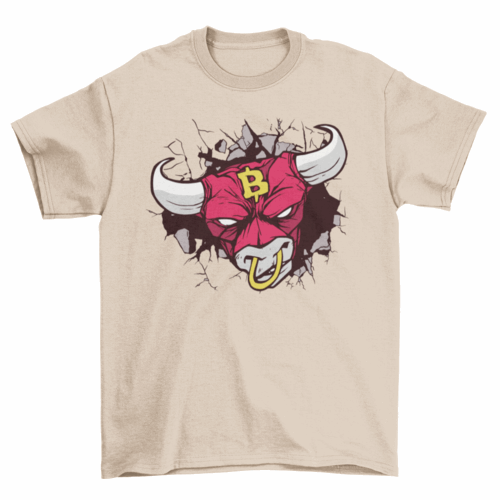 Angry bull bitcoin sign t-shirt