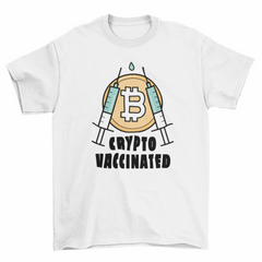Crypto currency bitcoin vaccine t-shirt