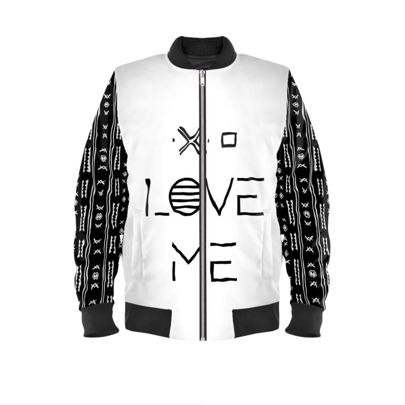 Duality Gear, Love Me, Black & White Mudcloth, Men's Bomber Jacket