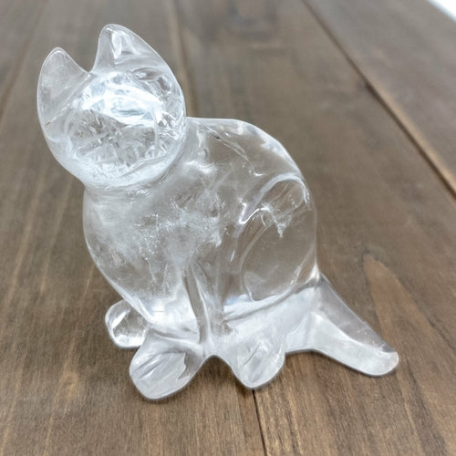 Clear Quartz Cat Statues