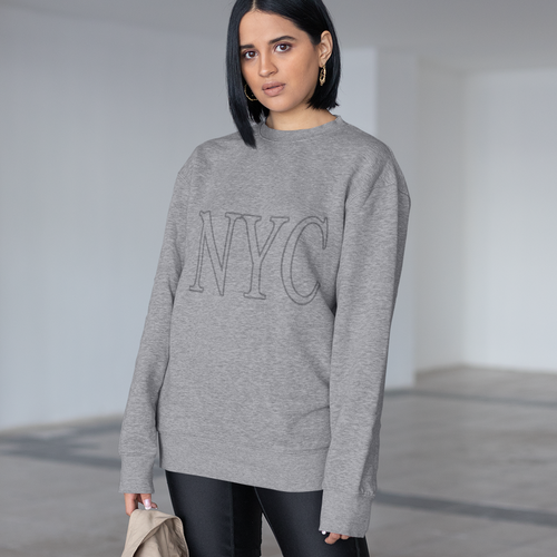 Womens Gray NYC Crewneck Sweatshirt