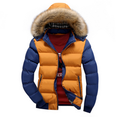 Mens Two Tone Puffer Jacket with Removable Hood
