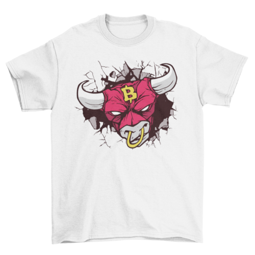 Angry bull bitcoin sign t-shirt