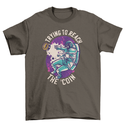 Space astronaut with bitcoin t-shirt