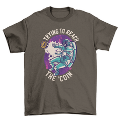 Space astronaut with bitcoin t-shirt