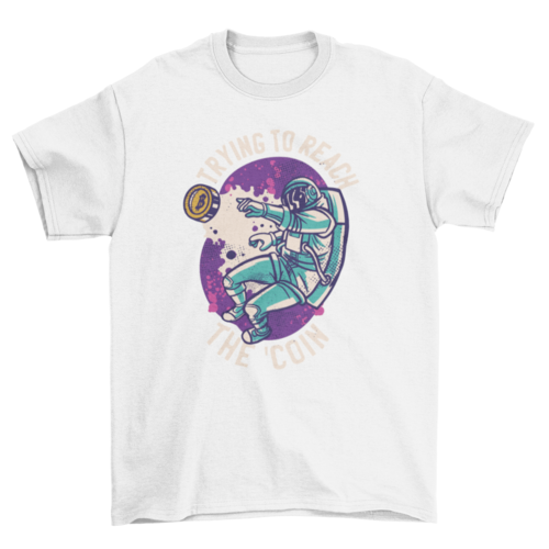 Space astronaut with bitcoin t-shirt