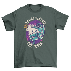 Space astronaut with bitcoin t-shirt