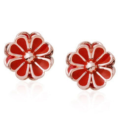 Daisy Red Stud Earrings with 14K Gold Pin
