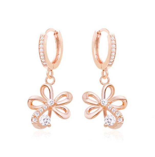 Gemma Floral Crystal Earrings with 14K Gold Pin