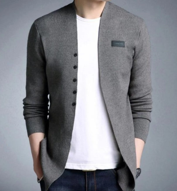 Mens Slim Fit Cardigan with Button Design