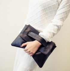 Womens Vegan Leather Envelope Clutch Bag
