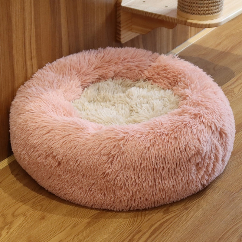 Pet Ultra Soft Long Plush Round Bed